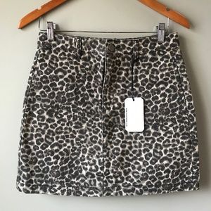 Velvet Heart Leopard Print Skirt - Black and Cream